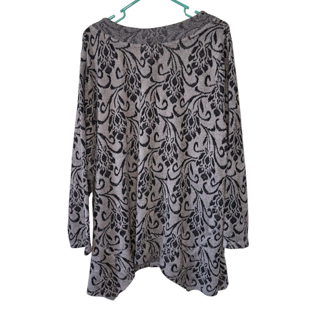 3/$20 Catherines Black and Gray Lace-Up Asymmetrical Textured Sweater - Picture 2 of 4